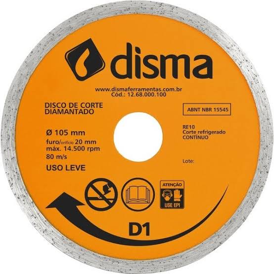 Disco Corte Diamantado Contnuo Refrigerado 105mm - D1 
