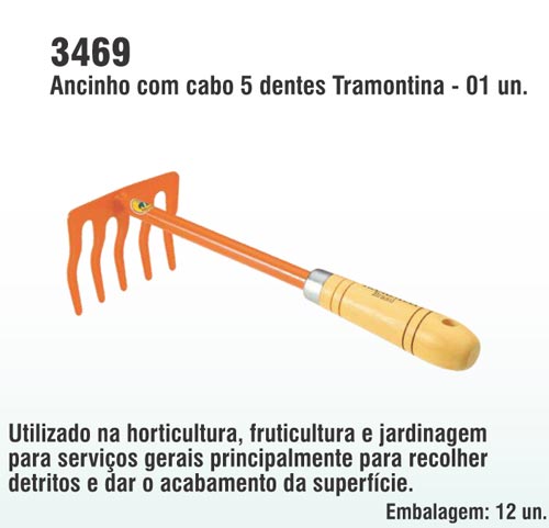 Ancinho com cabo 5 dentes Tramontina