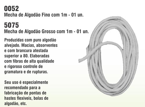 Mecha de Algodo Fino com 1m -