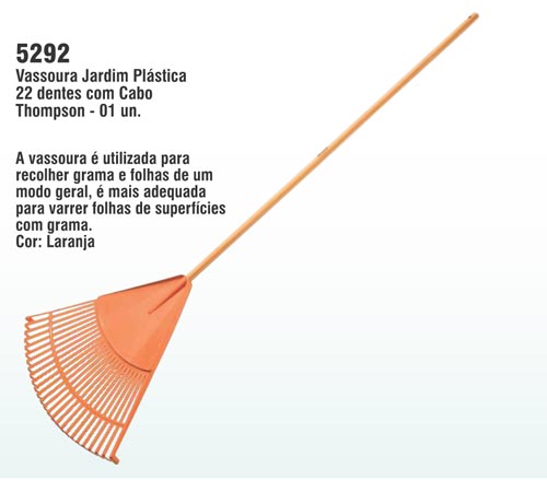 Vassoura Jardim Plstica 22 dentes com Cabo Thompson