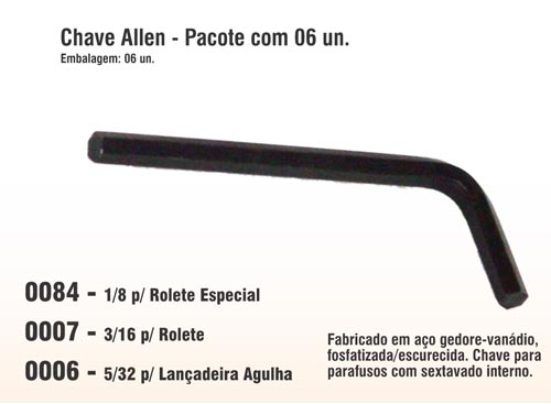 Chave Allen - Pacote com 06 un