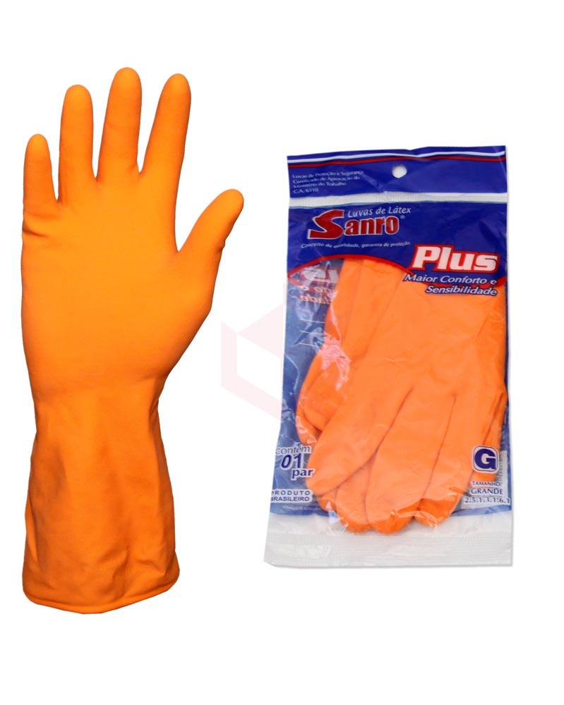 Luva Sanro Plus Laranja P - M - G